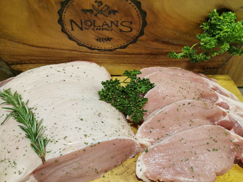 4 Boneless loin pork chops for  €5.99 
1 of any 4 for €20, 5 for €25 or 6 for €28