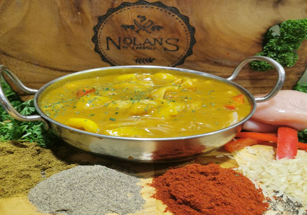 €5.99  500g Midily Spiced Chicken Breast Curry, just gently bring to the boil in a small saicepan untill chicken is cooked right trough,